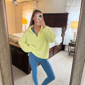 Yellow Sherpa Fleece Quarter Snap Pullover